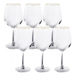 Jogo De 6 Taças 600ml  Galáxia Borda Dourada Hauskraft Transparente